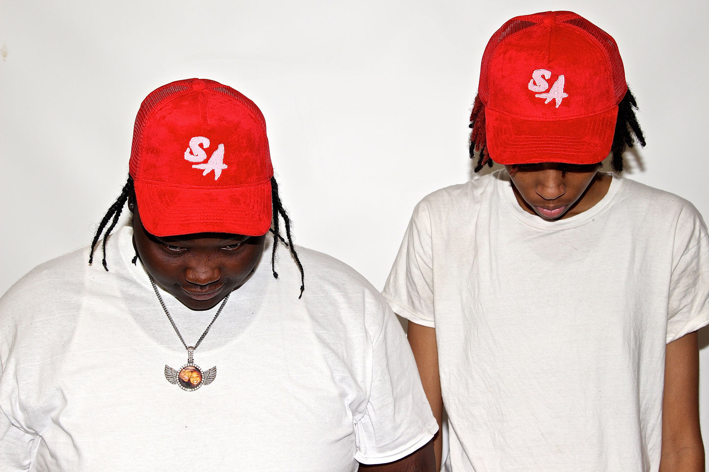 Red velvet trucker hat