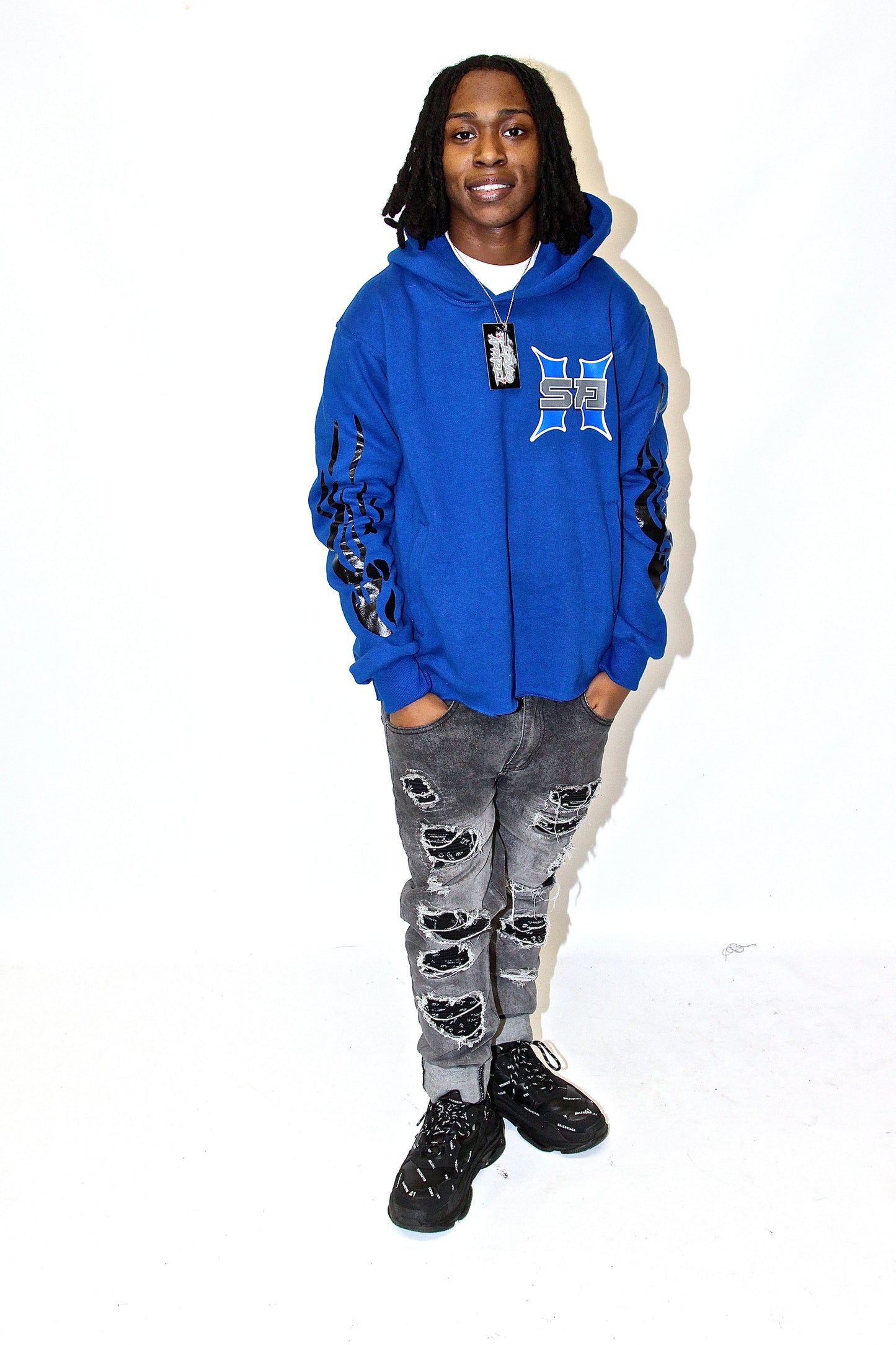 Royal Blue Thunder SA cropped hoodie